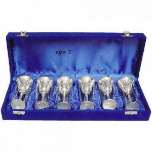 Silver Wine Glasses Set Of 6 Pcs
