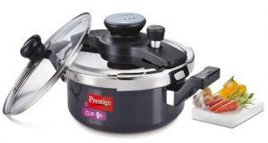 Clip on hard anodised 3 ltr pressure cooker Universal Lid along and glass lid with ladle holder
