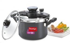 Clip on hard anodised 5 ltr pressure cooker Universal Lid along and glass lid with ladle holder