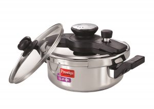 Clip on Stainless Steel 3 ltr pressure cooker Universal Lid along and glass lid with ladle holder