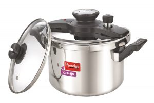 Clip on Stainless Steel 5 ltr pressure cooker with Universal Lid along and glass lid with ladle holder