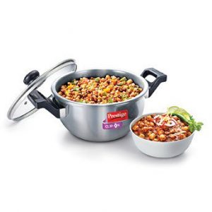 Clip on Stainless Steel Kadai pressure cookware with Glass lid ladle holder